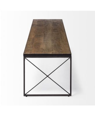 Mango Wood Top and Iron Base Accent Bench – Rectangular Design for Entryway & Living Room