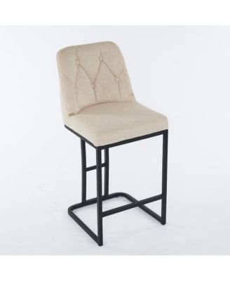 Set of 2 Counter Height Stools, 25.2" Upholstered Chairs with Tufted Back and Metal Frame, Ideal for Kitchen Island or Dining Room