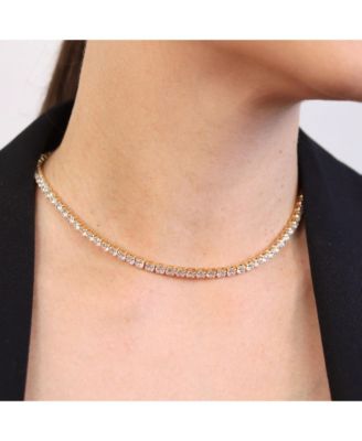 Classic Collar Necklace with CZ Round Prong Set Plated