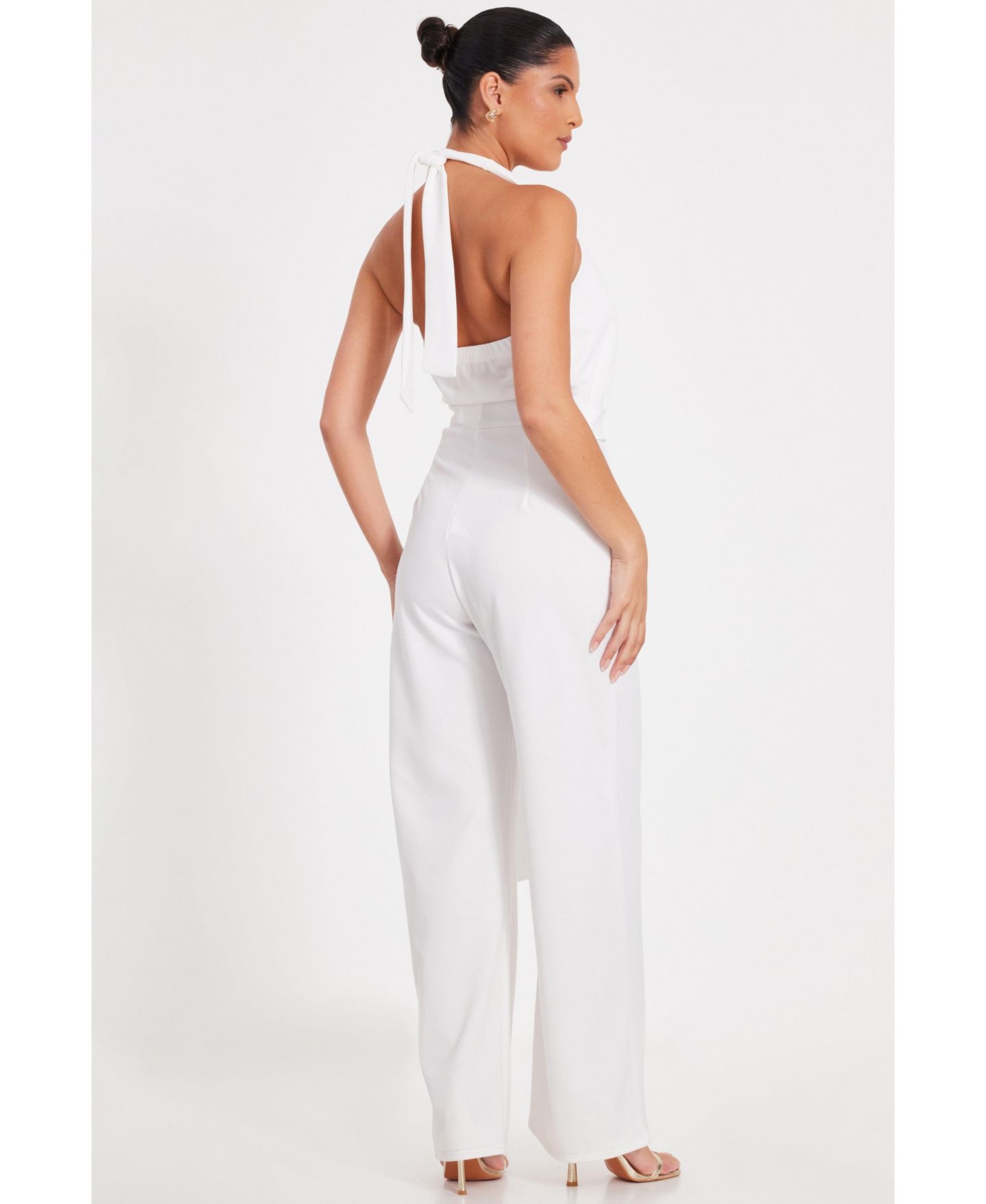 Женский комбинезон QUIZ Scuba Crepe Halter Jumpsuit, цвет: Белый — фото 2
