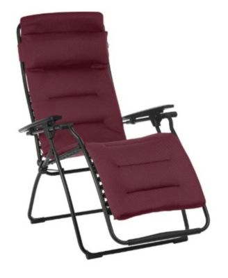 Steel Zero Gravity Chair with Red Cushion – Outdoor Recliner for Ultimate Comfort