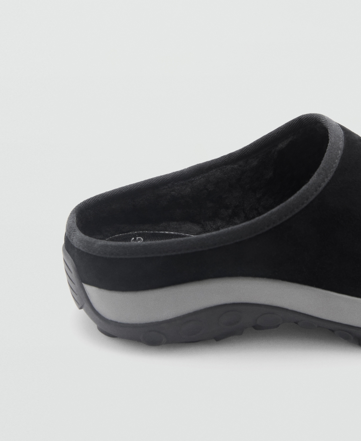 Mango Leather Clog With Track Sole Black In Black