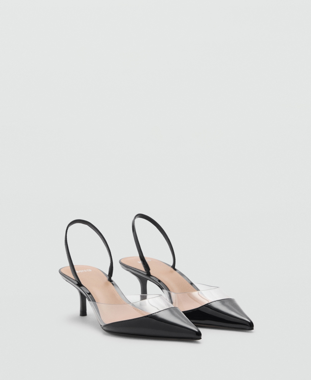 Mango Heeled Shoes With Vinyl Panel Black In Black