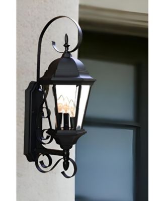 Three Light Dark Brown Swing Arm Lantern Wall Light