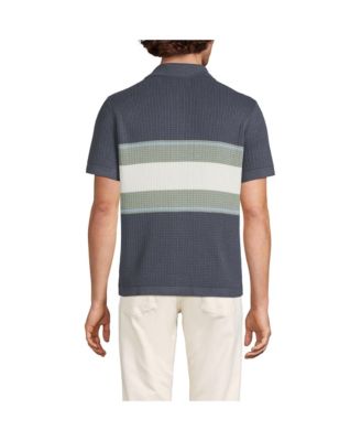 Лэндс-Энд Lands End Мужской свитер поло с коротким рукавом и отложным воротником