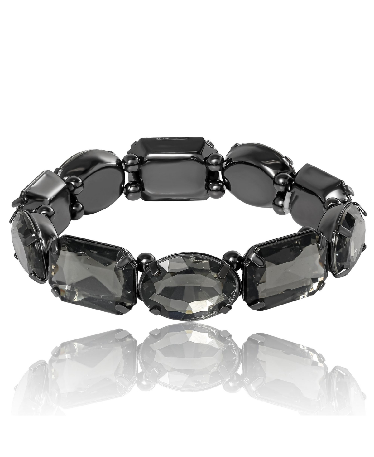 Black Crystal Stretch Bracelet &#x2013; Elegant Fashion Jewelry - Black, gunmetal