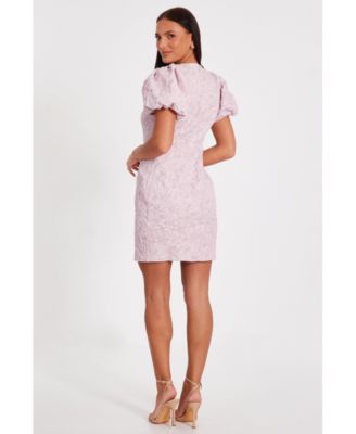 Женское жаккардовое мини-платье с пышными рукавами QUIZ