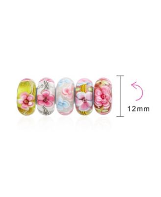 Блестящие ювелирные изделия, смешанный набор из 5-ти серебряных бусин с сердечником из Муранского стекла, Очаровательные браслеты