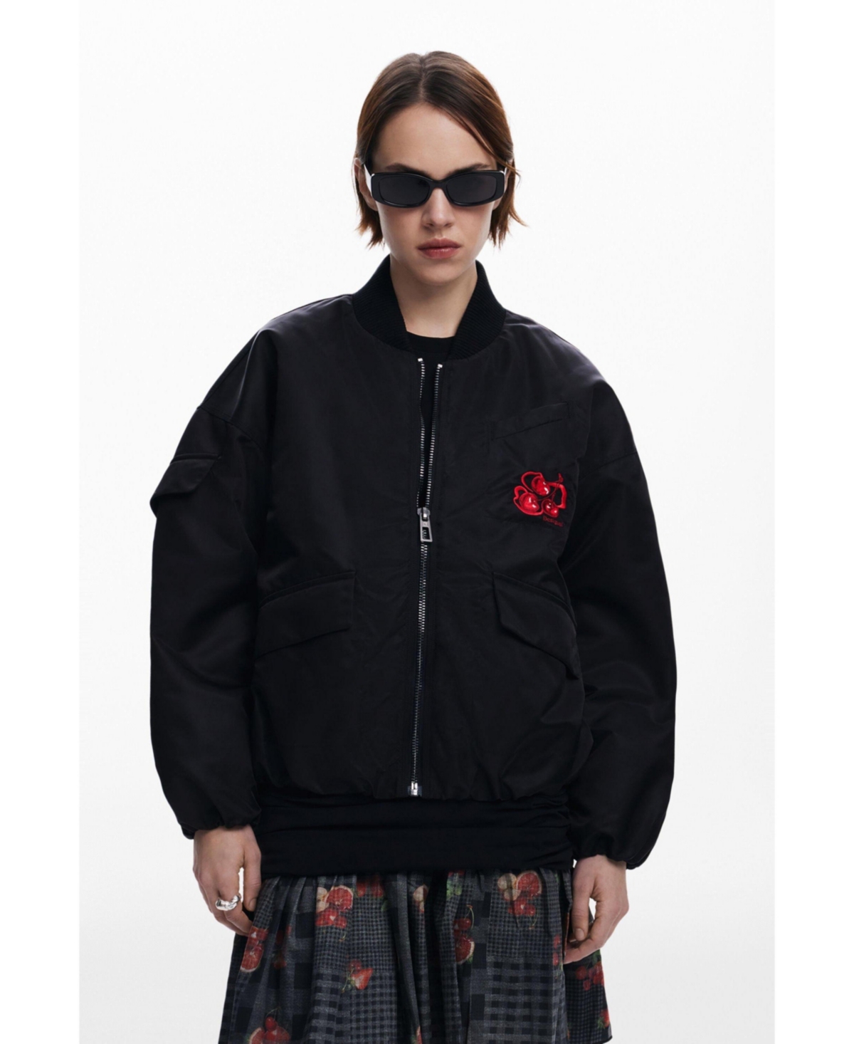 Women's Cherry bomber jacket - Black