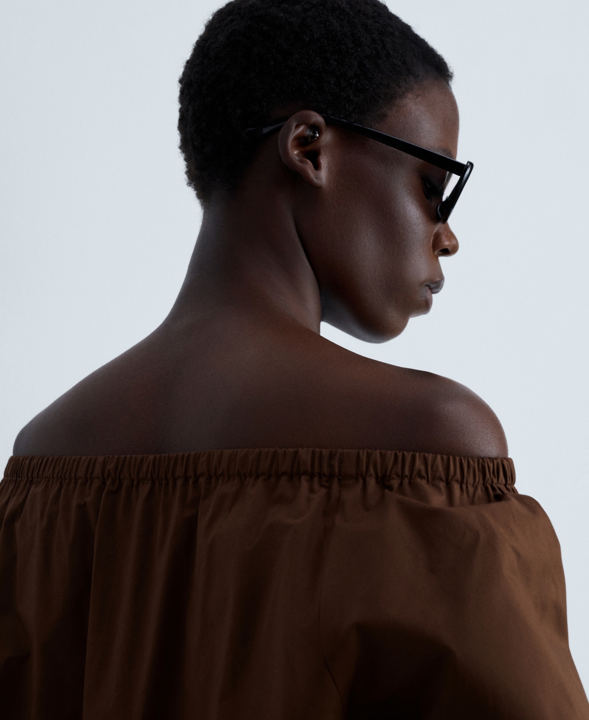 Mango Cotton Blouse With Gathered Neck Brown In Brown