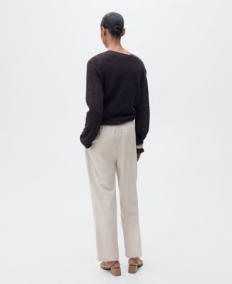 Women's Elastic Waist Flowy Trouser Pants