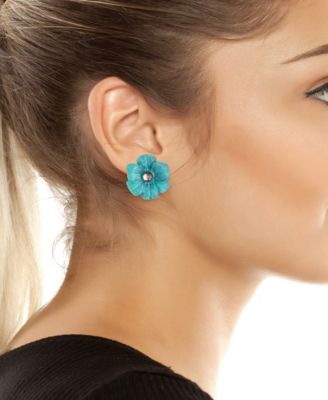 Faux Stone Patina Flora Clip-on Earrings