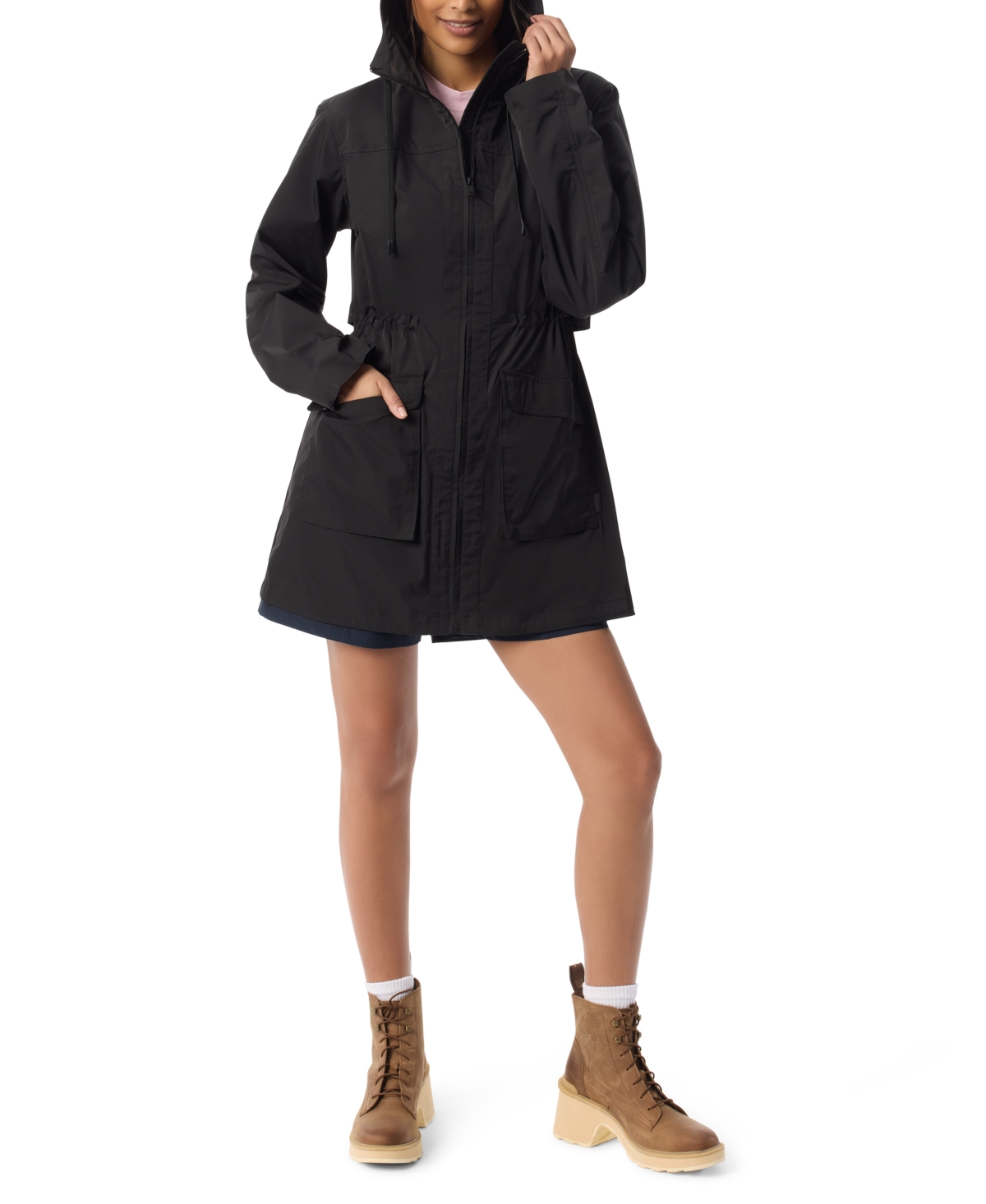 Women's Rain Parka Long Sleeves Jacket - Cornstalk