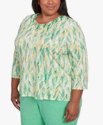 Plus Size Rise & Shine Bright Textured Strokes Embellished Top