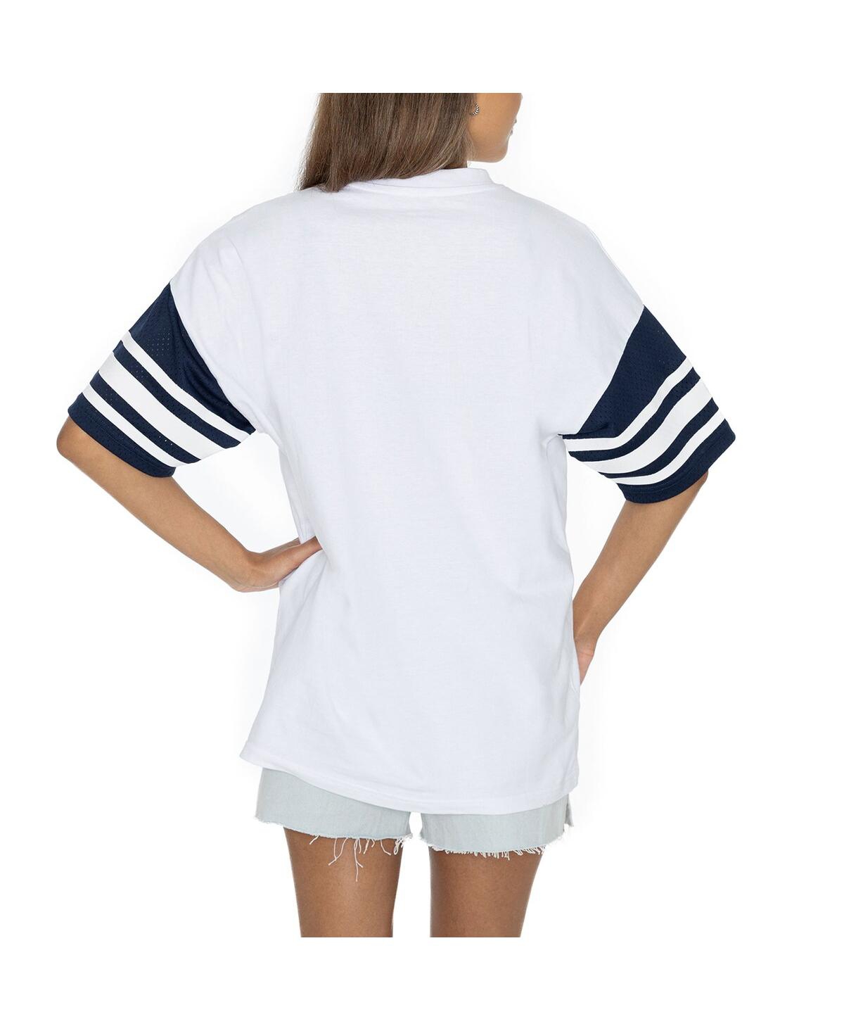 Gameday Couture Women's White Denver Broncos Vintage Look Contrast Mesh Striped Raglan T-shirt In White