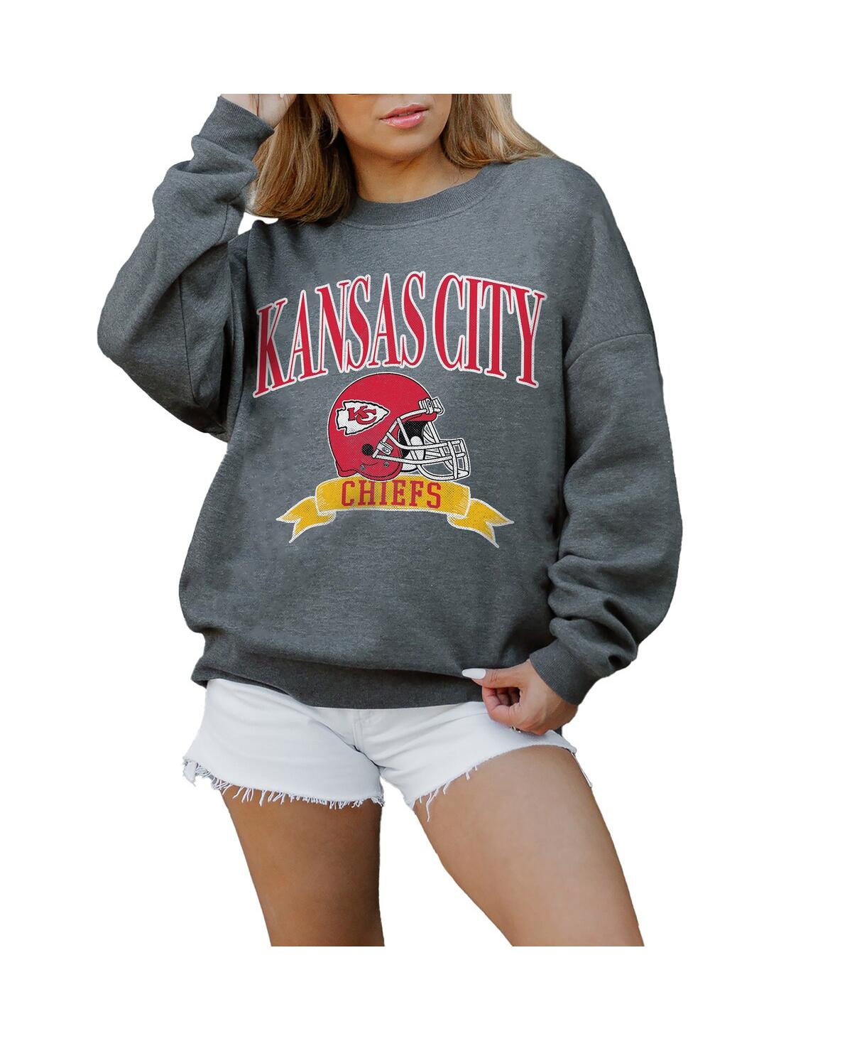 Shop Gameday Couture Women's Charcoal Kansas City Chiefs Seal The Deal Premium Fleece Drop Shoulder Pullover Sweatshirt