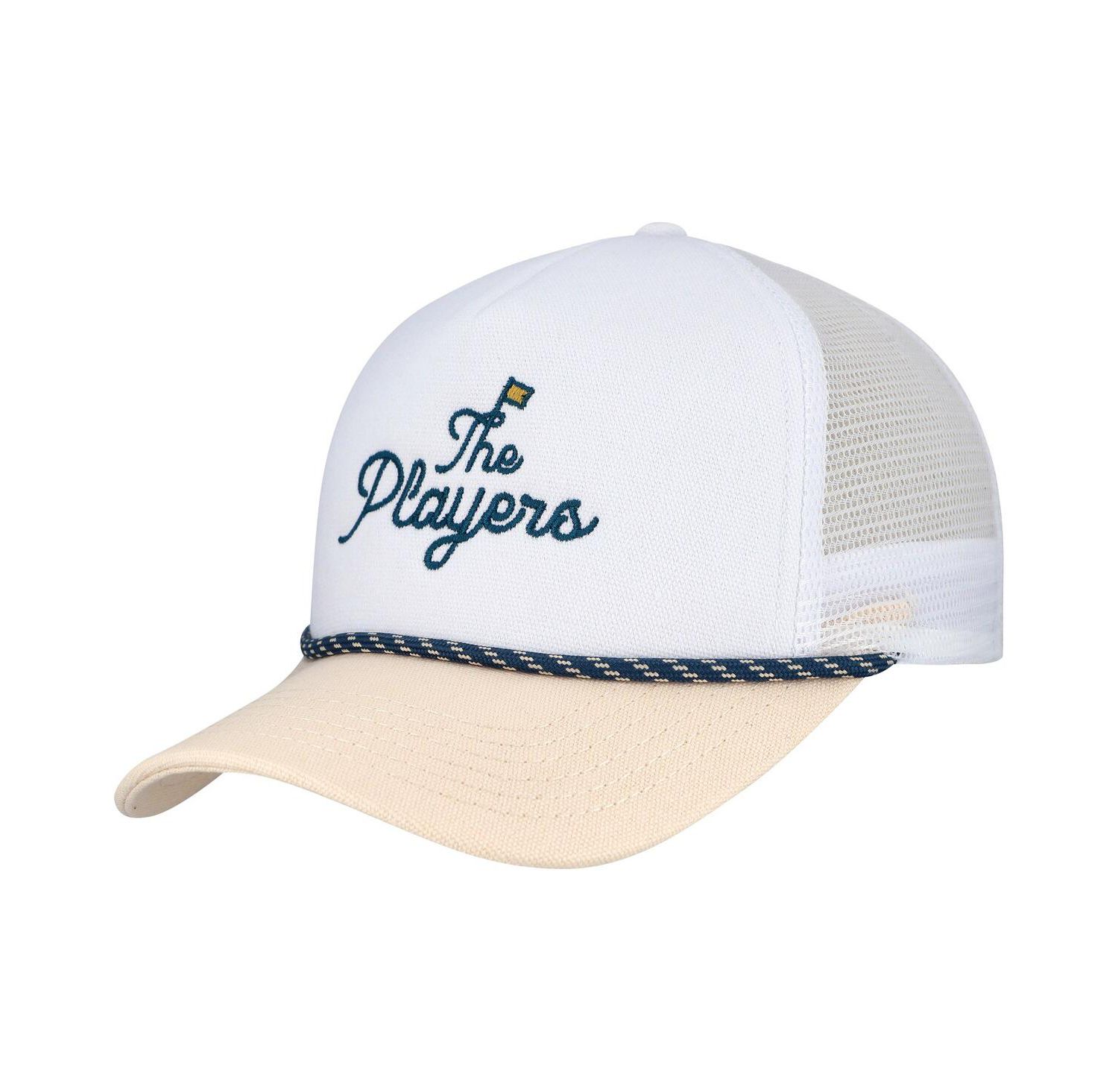 Men's White/Tan THE PLAYERS Nailhead Canvas Rope Adjustable Hat