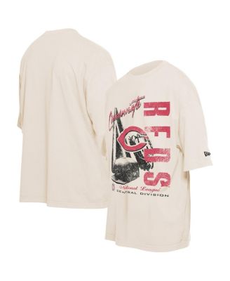 New Era - Men's Cream Cincinnati Reds Cooperstown Collection Oversized Throwback Distressed T-Shirt