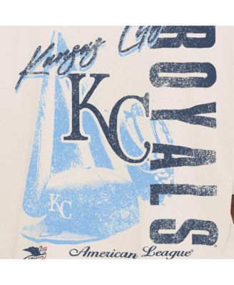 Мужская кремовая футболка New Era из коллекции Kansas City Royals Cooperstown, выполненная в стиле оверсайз, с эффектом потертости
