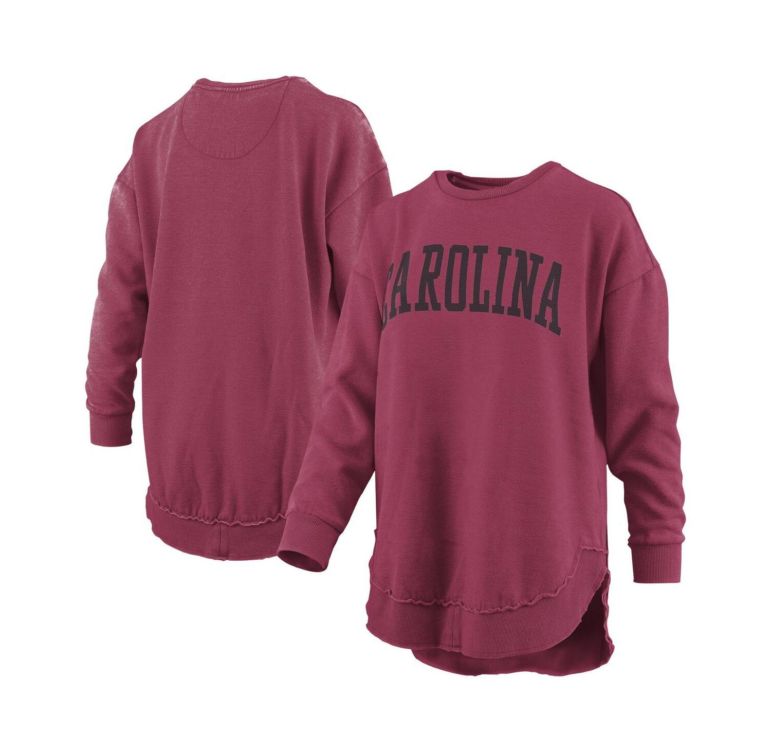 Women's Garnet South Carolina Gamecocks Melange Poncho Vintage Fleece Long Sleeve Pullover Sweatshirt