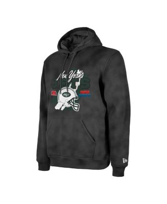Men's Black New York Jets Identity Helmet Enzyme Washed Pullover Hoodie
