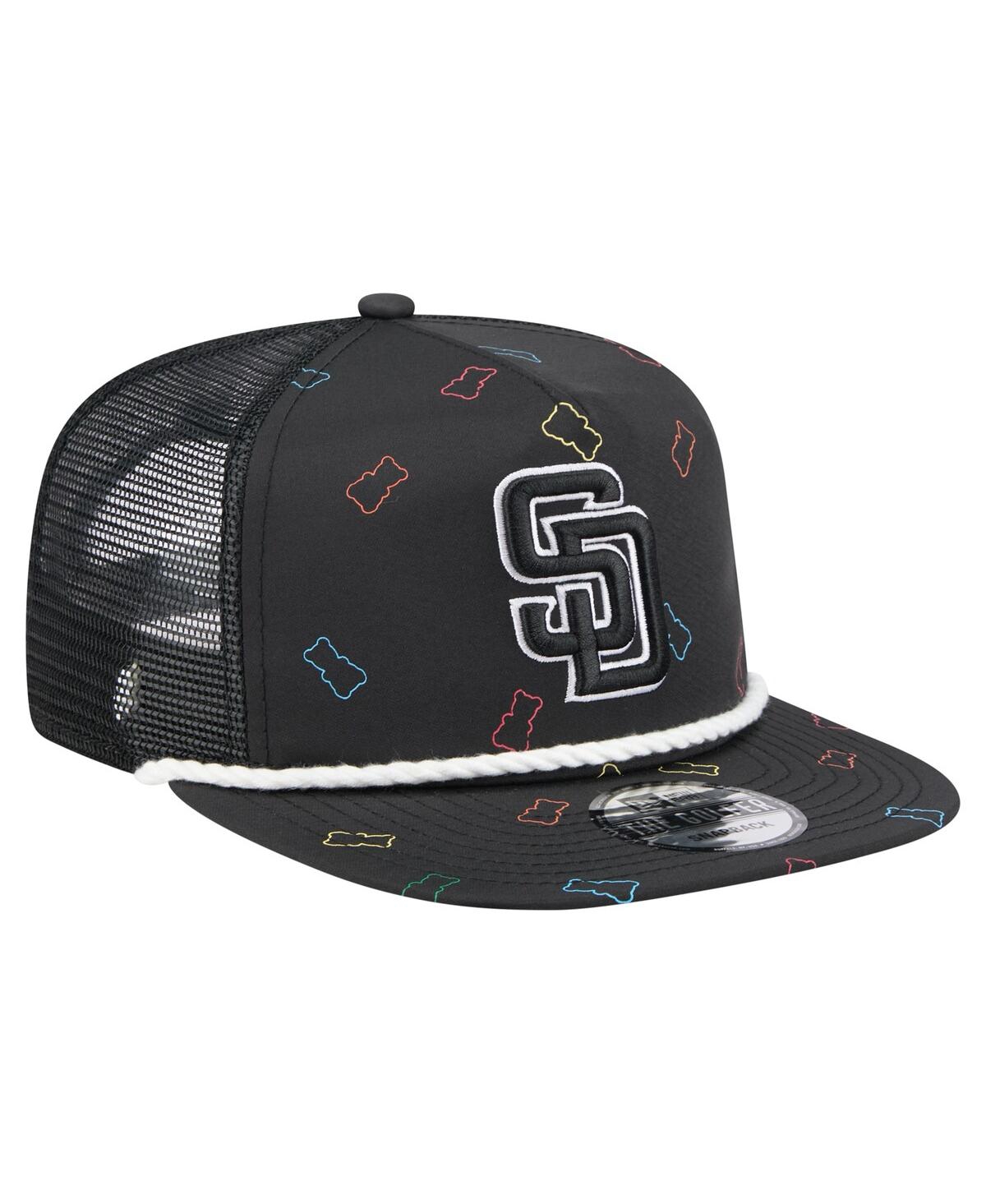 NEW ERA MEN'S BLACK SAN DIEGO PADRES GUMMY GOLFER TRUCKER ADJUSTABLE HAT 