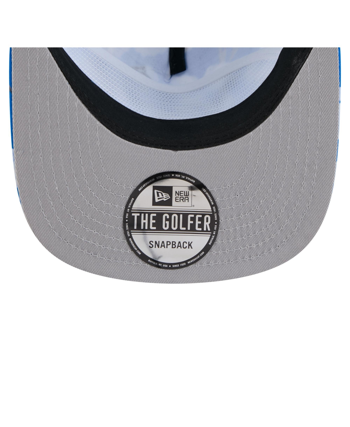 NEW ERA MEN'S BLUE DETROIT LIONS ADVENTURE PATTERN GOLFER SNAPBACK HAT 