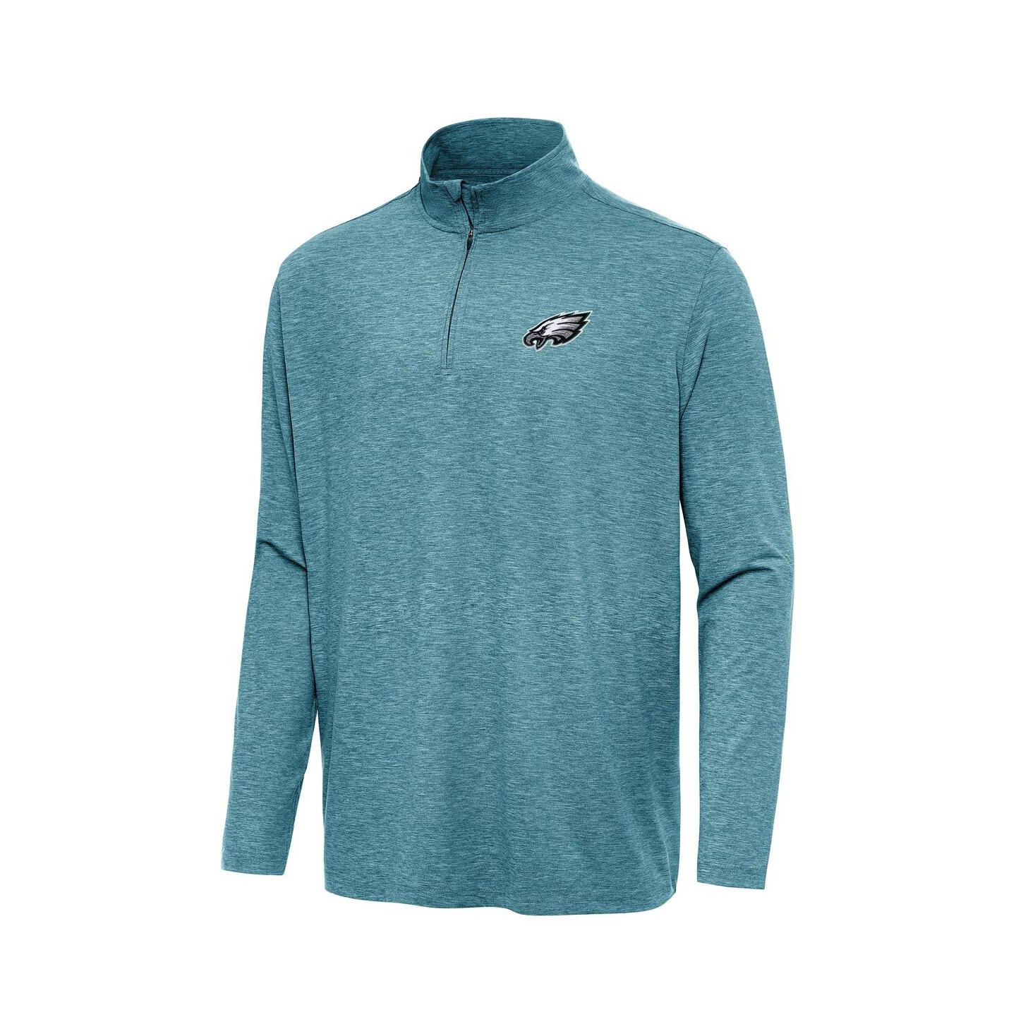 Мужская куртка Antigua Heather Midnight Green Philadelphia Eagles Hunk Quarter-Zip — фото 1