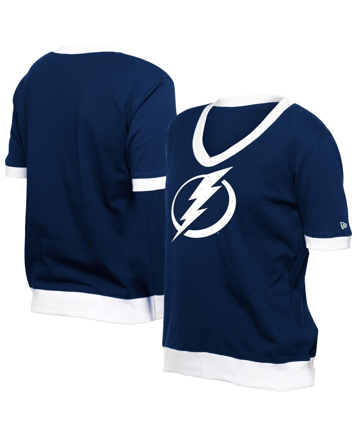NEW ERA WOMEN'S BLUE TAMPA BAY LIGHTNING GAME DAY RHINE STUDS T-SHIRT 