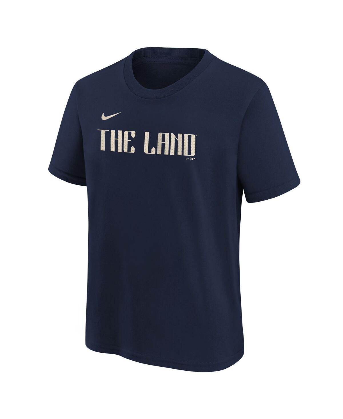 Nike Big Boys And Girls Navy Cleveland Guardians City Connect Wordmark T-shirt In Navy