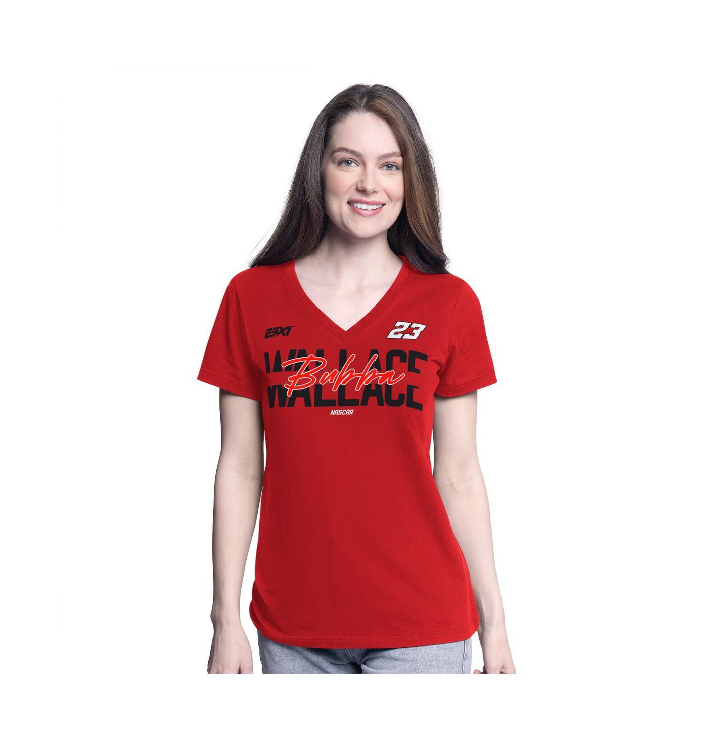 Женская футболка G-III 4Her by Carl Banks Red Bubba Wallace Batter Up V-Neck — фото 1
