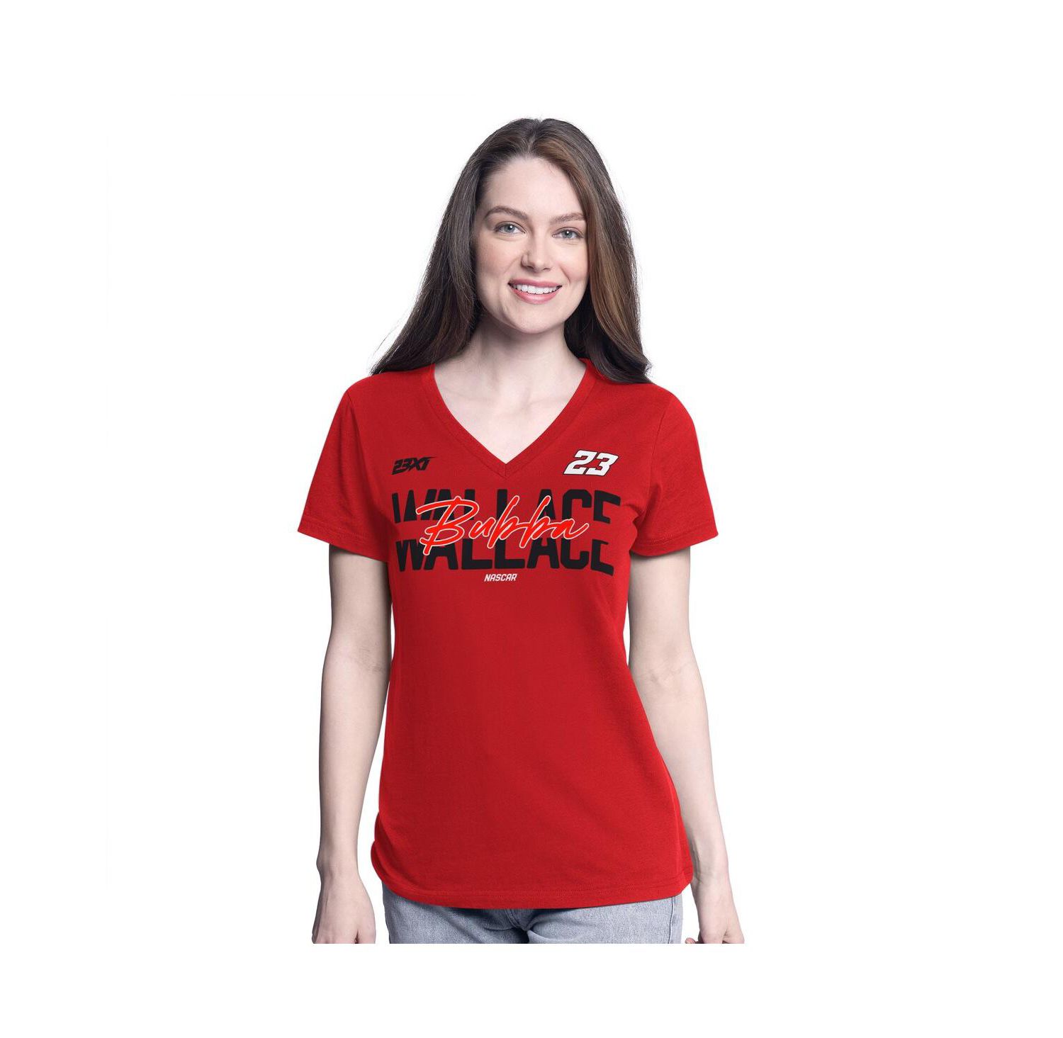 Women's Red Bubba Wallace Batter Up V-Neck T-Shirt