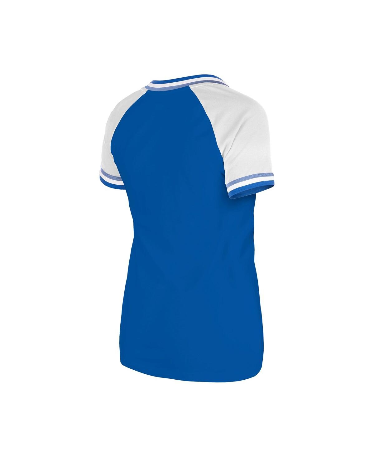 NEW ERA WOMEN'S ROYAL KANSAS CITY ROYALS GAMEDAY RAGLAN V-NECK T-SHIRT 
