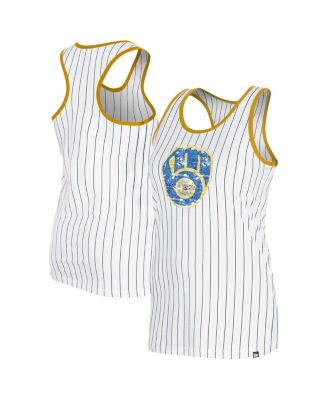 New Era - Women's White Milwaukee Brewers Gameday Pinstripe Tank Top