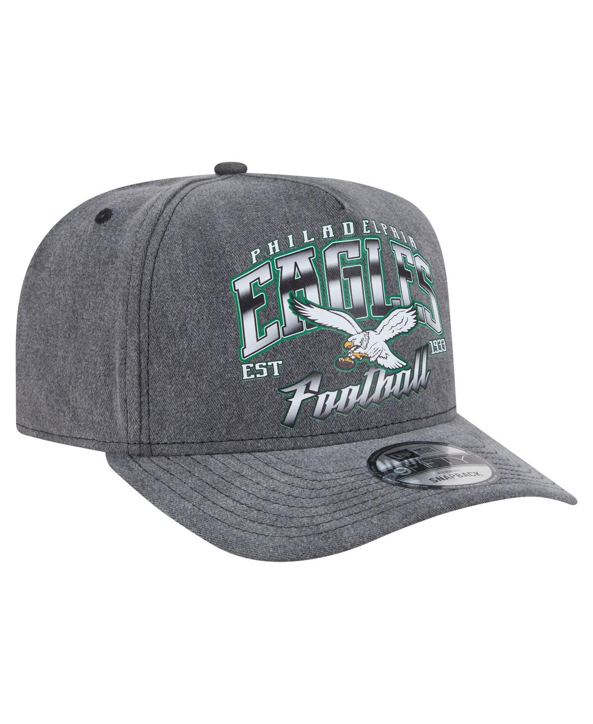 New Era Men's Black Philadelphia Eagles Throwback Washed A-frame 9fifty Snapback Hat In Black