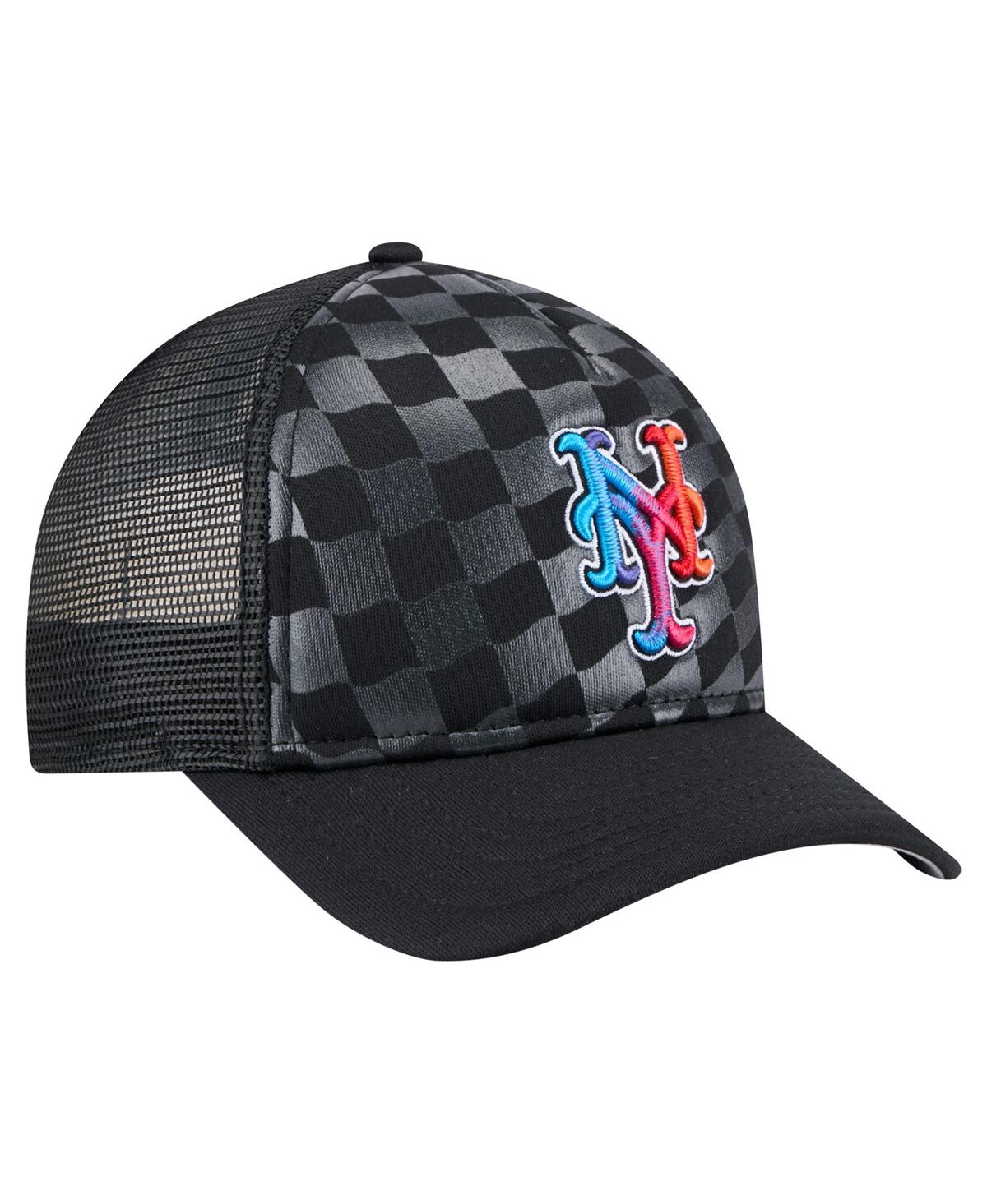 New Era Men's Black New York Mets Gradient 9forty A-frame M-crown Trucker Adjustable Hat In Black
