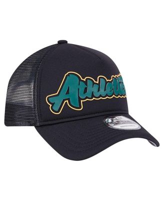 Men's Black Oakland Athletics Retro Bold A-Frame Trucker 9FORTY Adjustable Hat