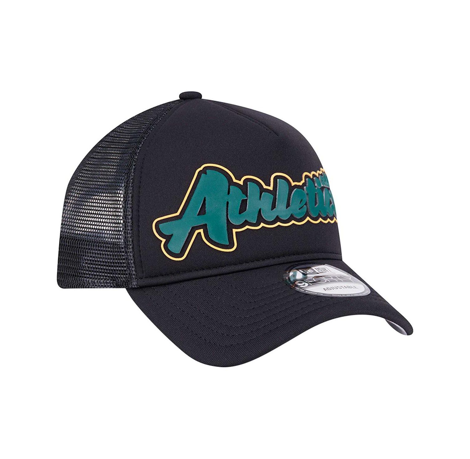 Men's Black Oakland Athletics Retro Bold A-Frame Trucker 9FORTY Adjustable Hat