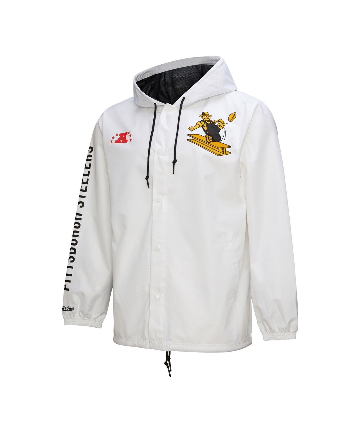 Mitchell & Ness Men's White Pittsburgh Steelers Vintage Logo Coaches Full-snap Hoodie Jacket In White