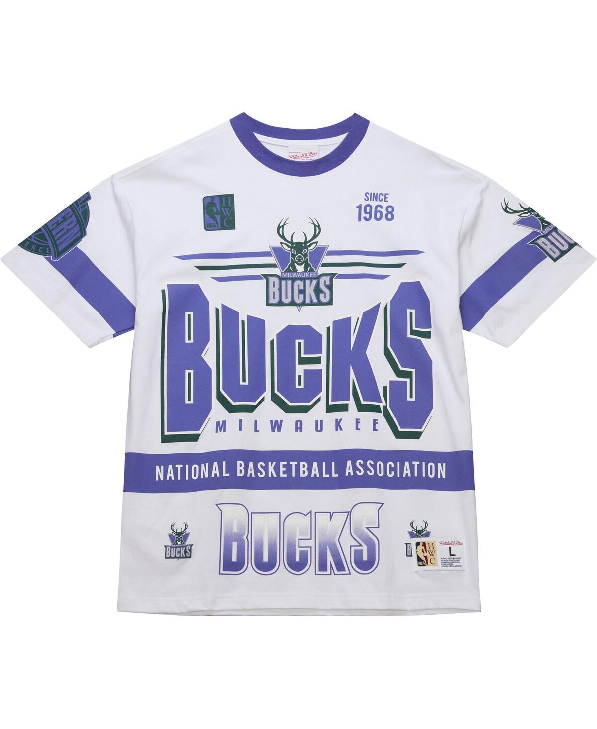 Mitchell & Ness Men's And Women's White Milwaukee Bucks Hardwood Classics Vintage Team Origins Premium T-shirt In White