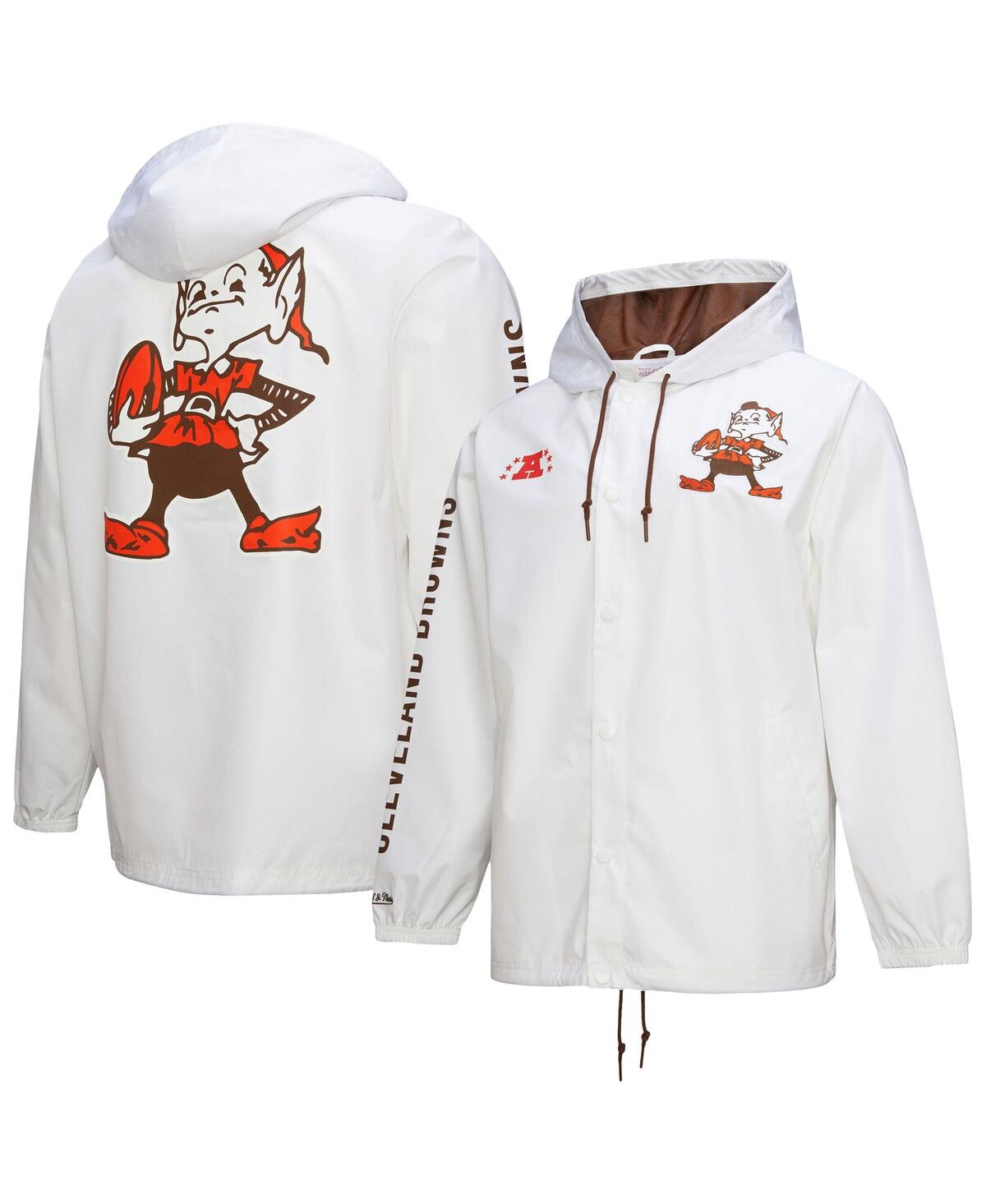 Mitchell & Ness Men's White Cleveland Browns Vintage Logo Coaches Full-snap Hoodie Jacket In White