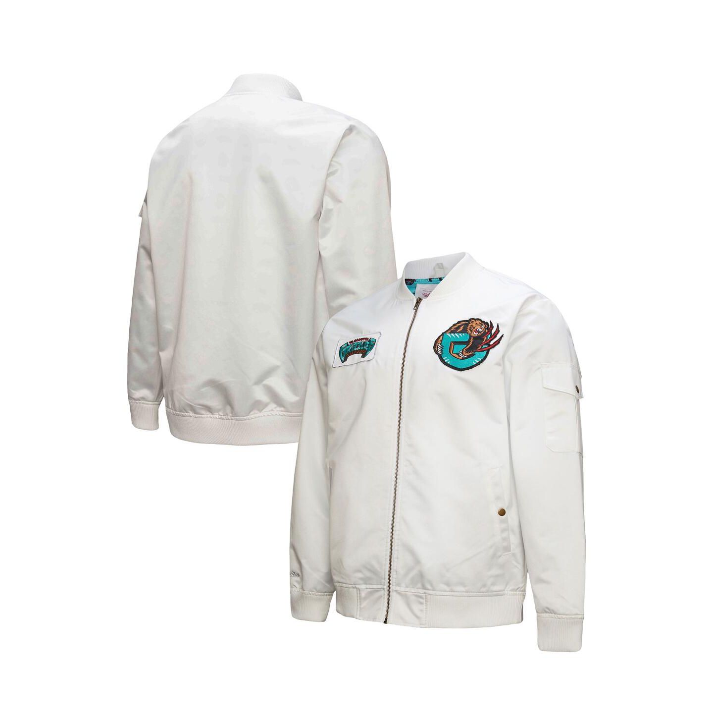 Мужская куртка Mitchell & Ness White Memphis Grizzlies Hardwood Classics Nights Team Leader Satin Full-Zip — фото 1