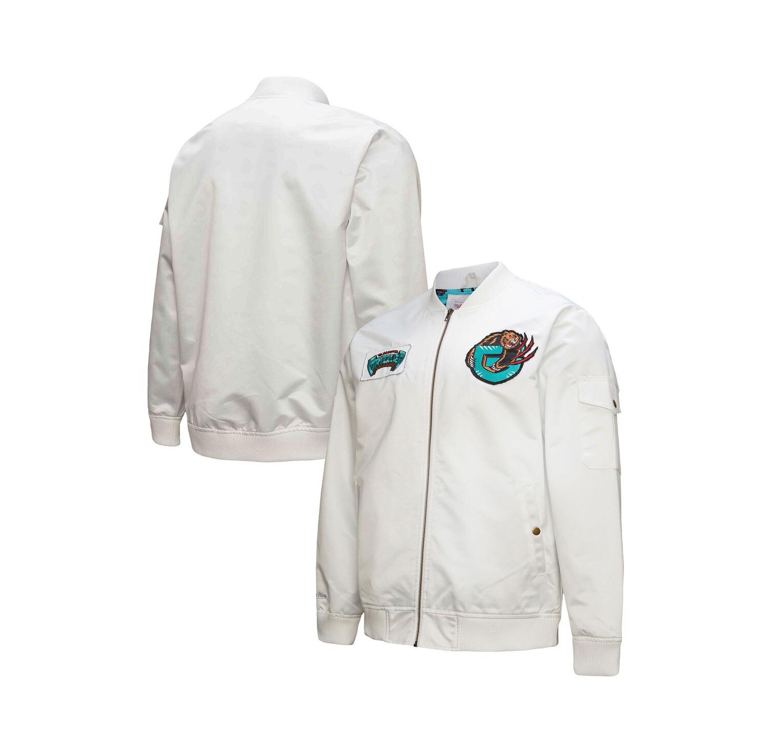 Men's White Memphis Grizzlies Hardwood Classics Nights Team Leader Satin Full-Zip Jacket