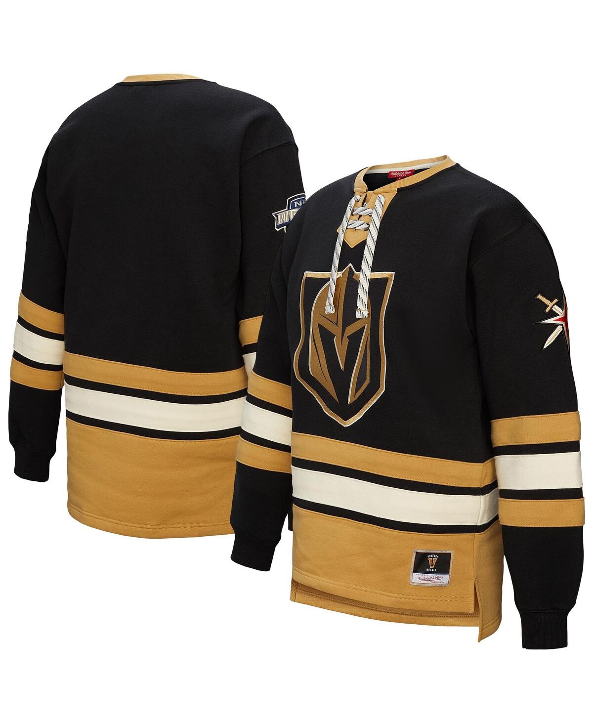 Mitchell & Ness Women's Black Vegas Golden Knights Heritage Lace-up Pullover Sweatshirt In Black