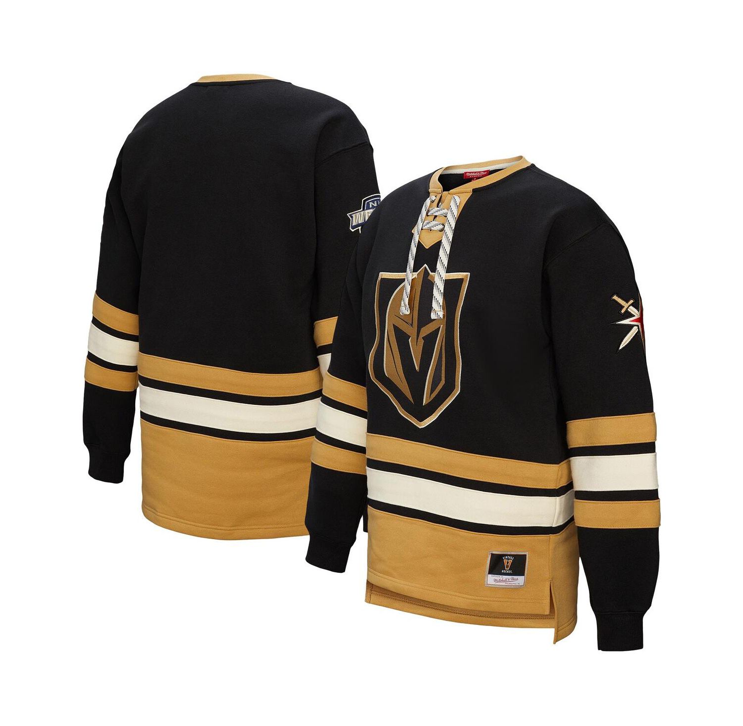 Women's Black Vegas Golden Knights Heritage Lace-Up Pullover Sweatshirt