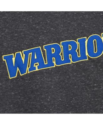 Men's Black Golden State Warriors Black Out Collection Snow Washed Vintage Logo Pullover Sweatshirt