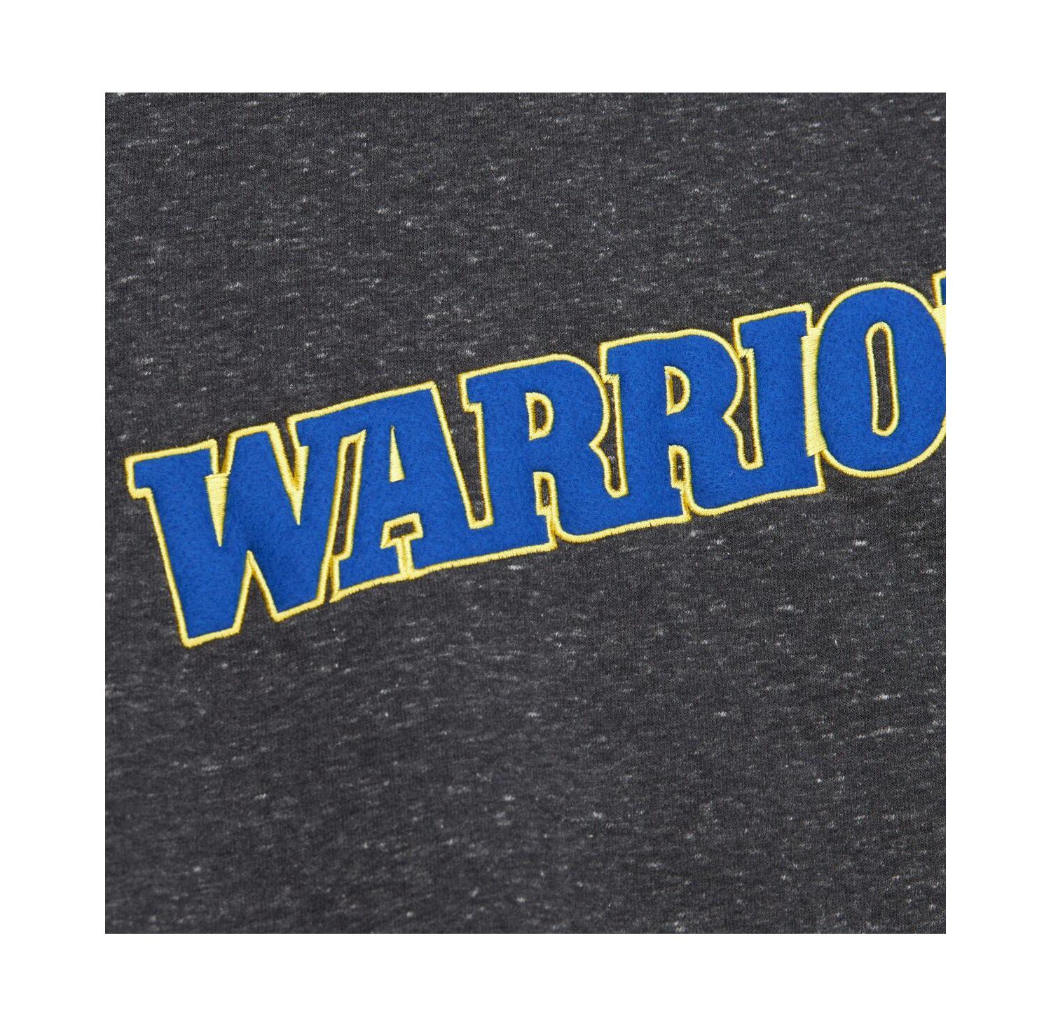 Men's Black Golden State Warriors Black Out Collection Snow Washed Vintage Logo Pullover Sweatshirt