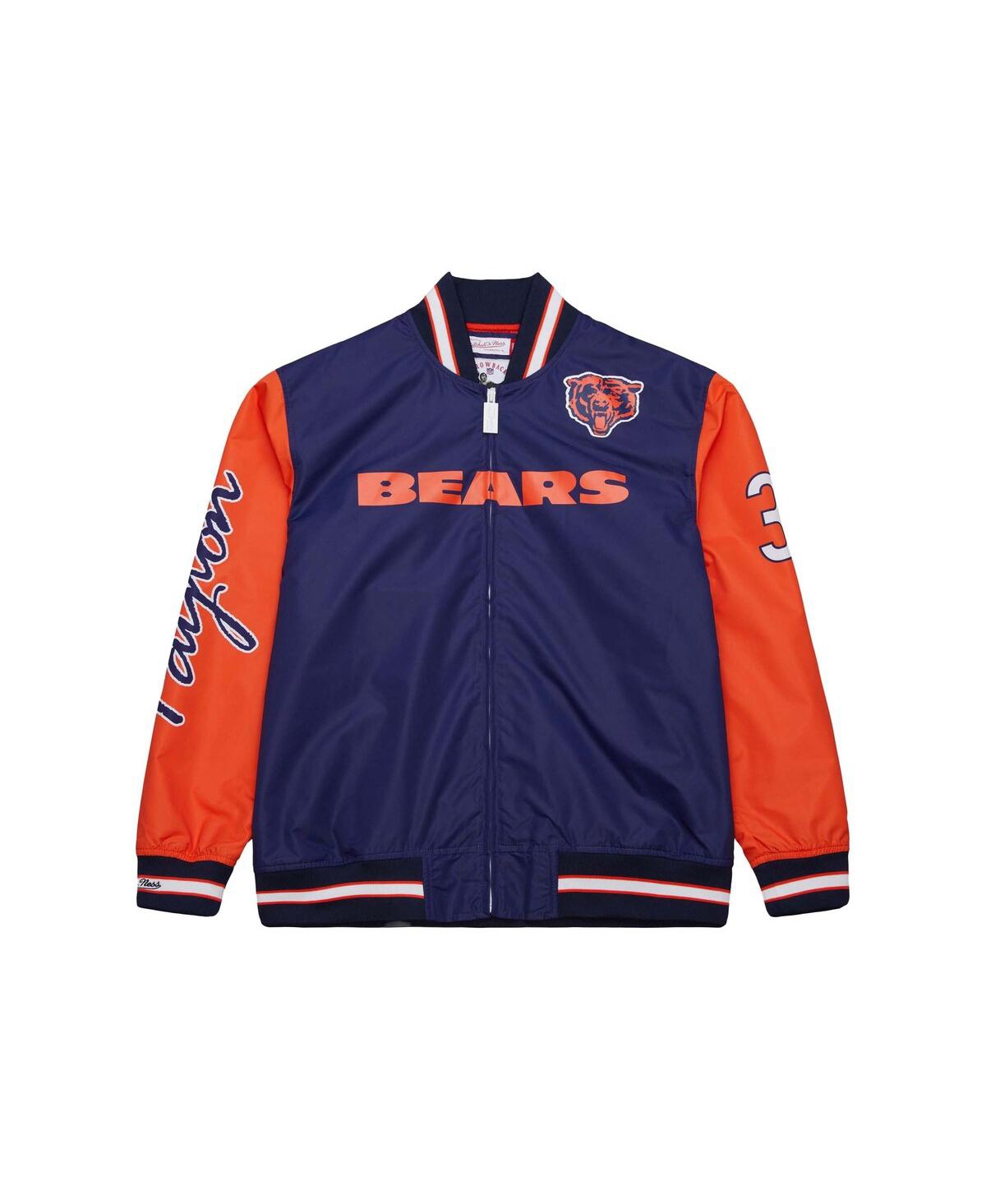 Mitchell & Ness Men's Walter Payton Navy Chicago Bears Retired Player Graphic Full-zip Satin Jacket In Navy
