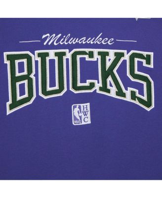 Men's Purple Milwaukee Bucks Hardwood Classics There Back 2.0 Vintage Pullover Sweatshirt