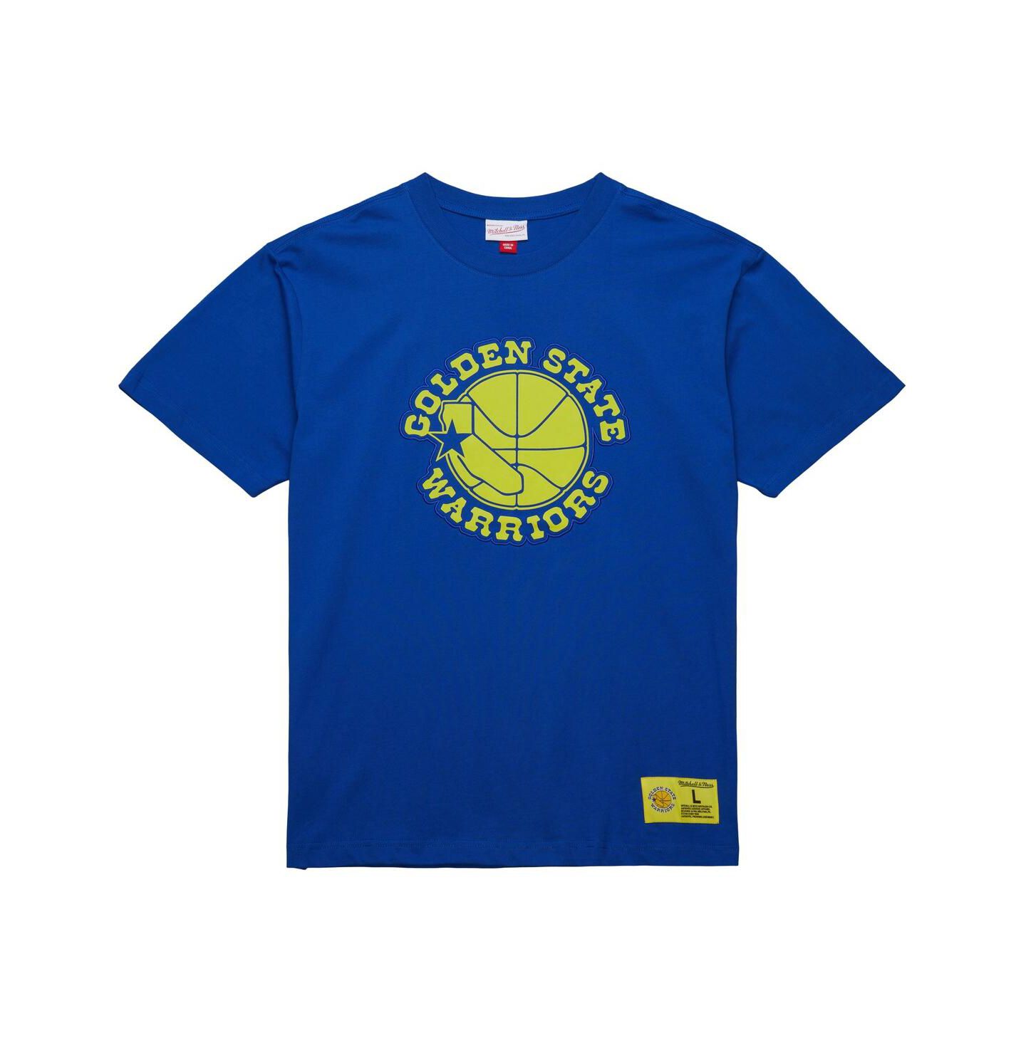 Мужская футболка Mitchell & Ness Royal Golden State Warriors Hardwood Classics Neon Nights Premium — фото 4